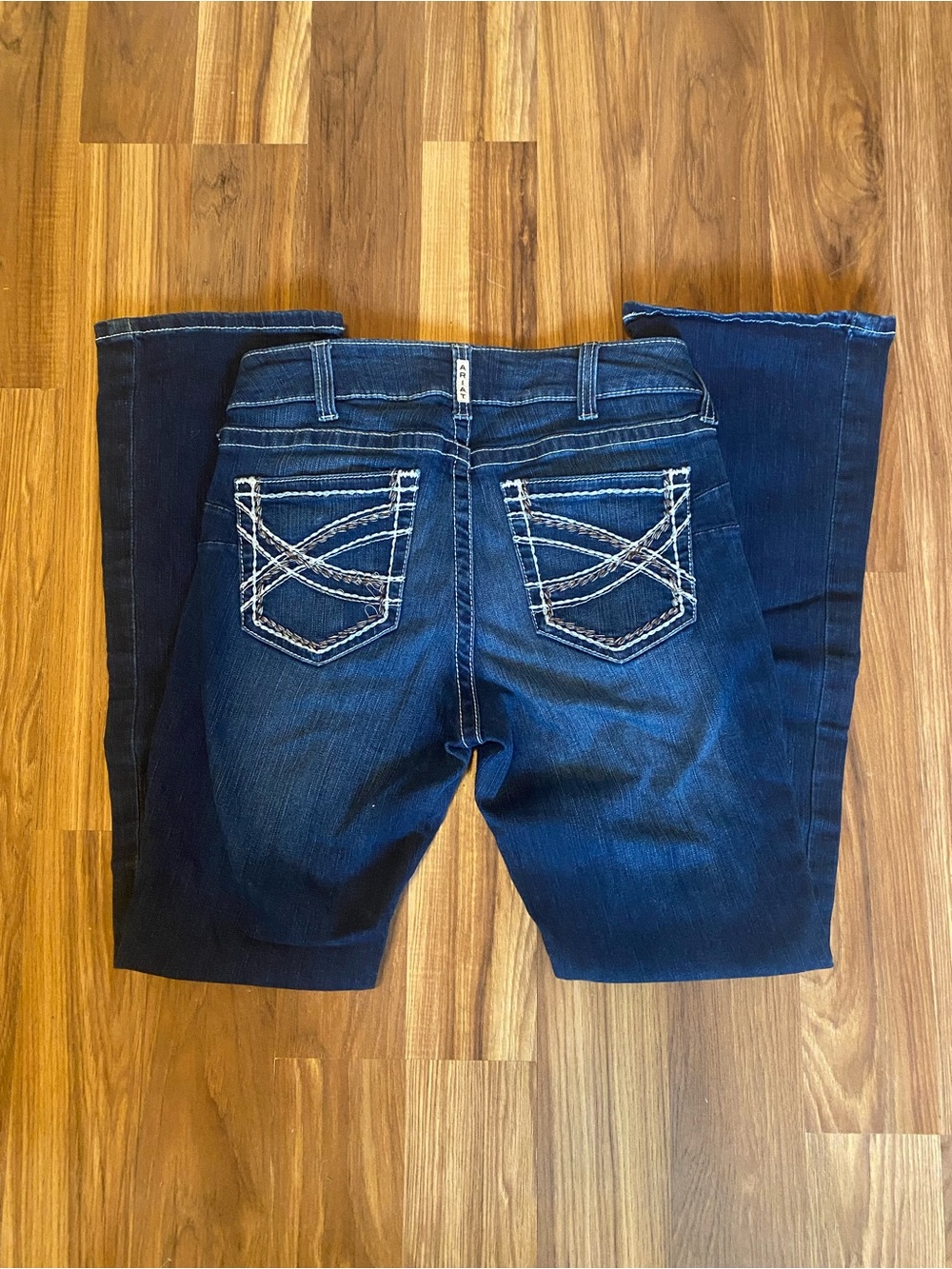 Ariat Dark Blue Mid Rise Bootcut Jeans with Embroidered Back Pockets
